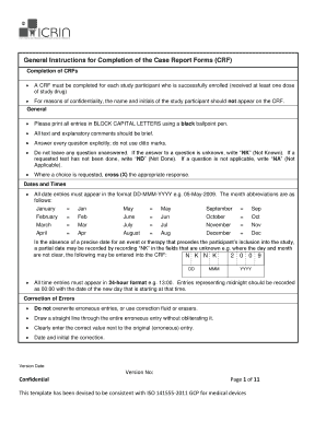 Case Report Form Template