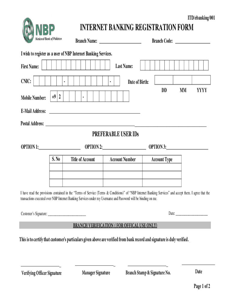 national bank registration form Preview on Page 1