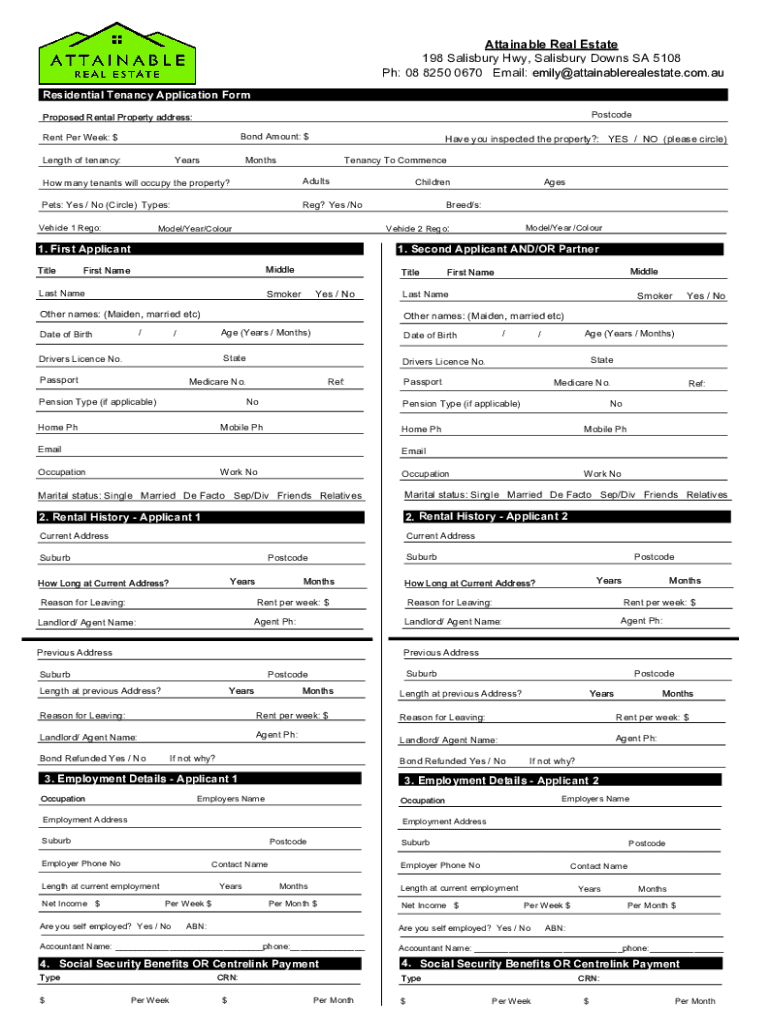 Fillable Online Independent Landlord Rental Application Form Fax Email ...