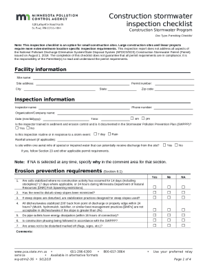 Construction stormwater inspection checklist