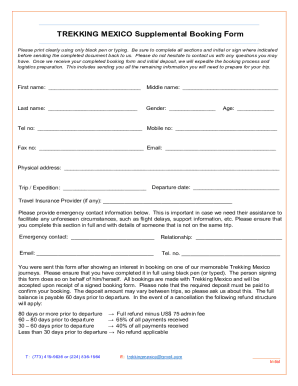 TRIP BOOKING FORM - Kilimanjaro