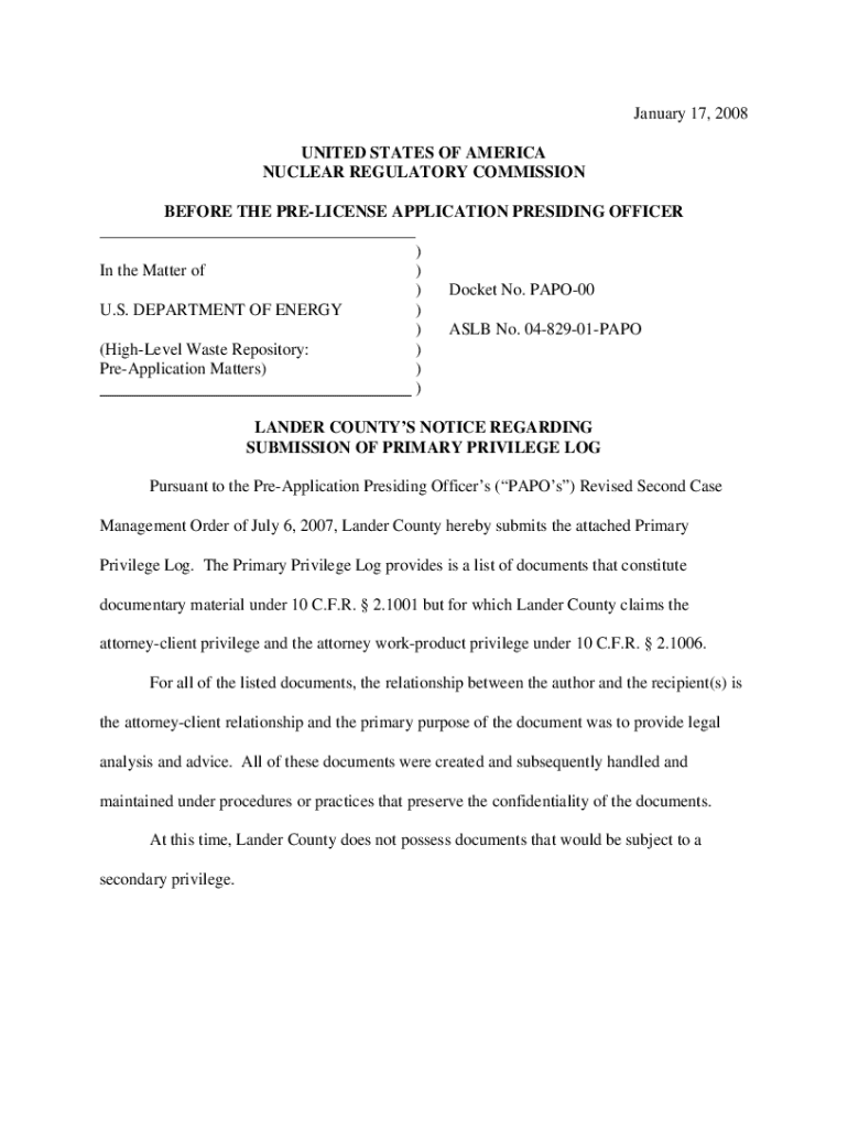 Fillable Online 2008/01/17Lander County's Notice Regarding Submission