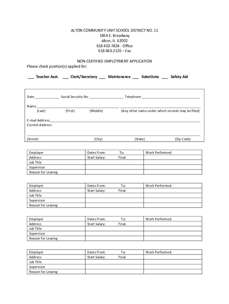 Fillable Online Alton Community Unit School District 11 Madison