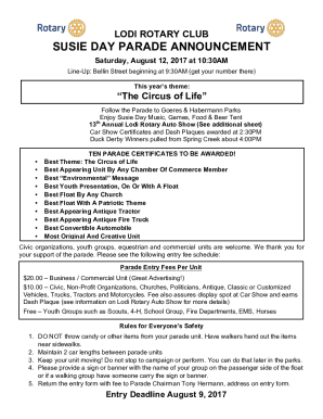 Fillable Online Parade Form 2017 Fax Email Print - pdfFiller