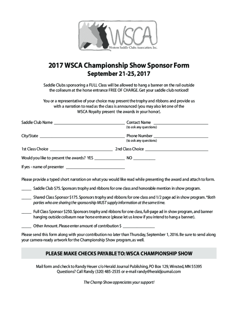 Fillable Online WSCA Judge Forms Western Saddle Clubs Association