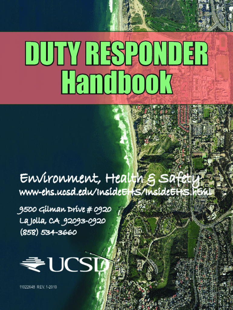 Fillable Online blink ucsd DUTY RESPONDER Handbook Fax Email Print