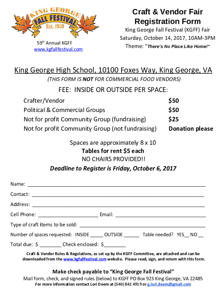 Fillable Online King Fall Festival (KGFF) Fair Fax Email Print