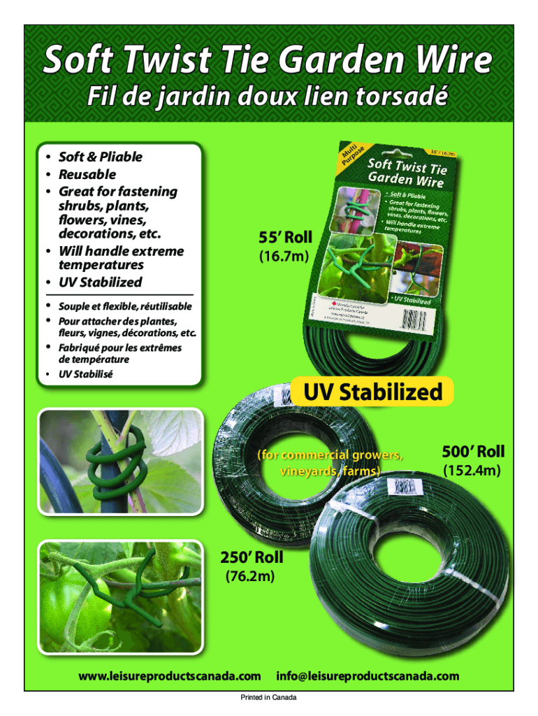 Fillable Online Leisure Products Soft Twist Tie Garden