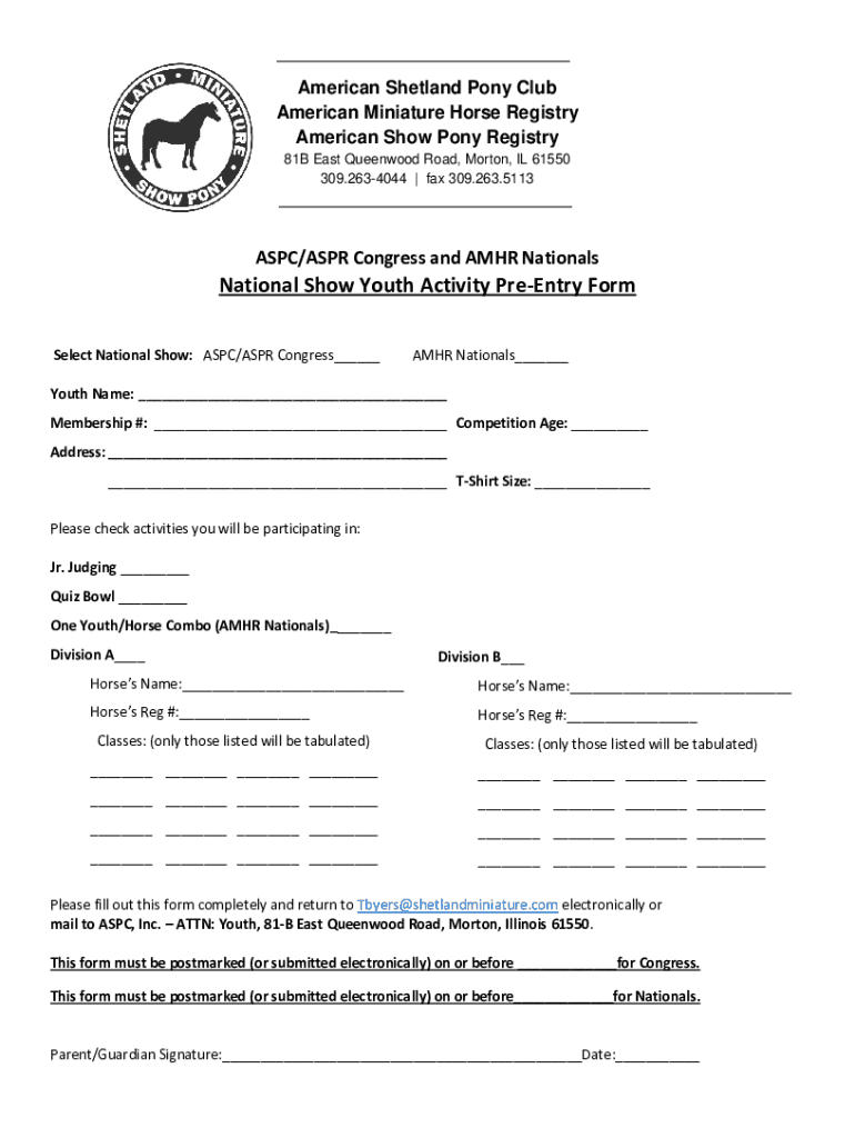 American Miniature Horse Registry Forms Fill Online, Printable