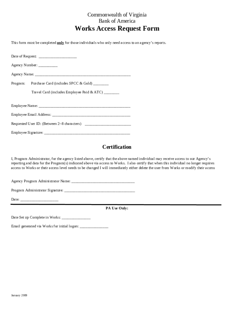 Works Access Request . Works Access Request Doc Template pdfFiller