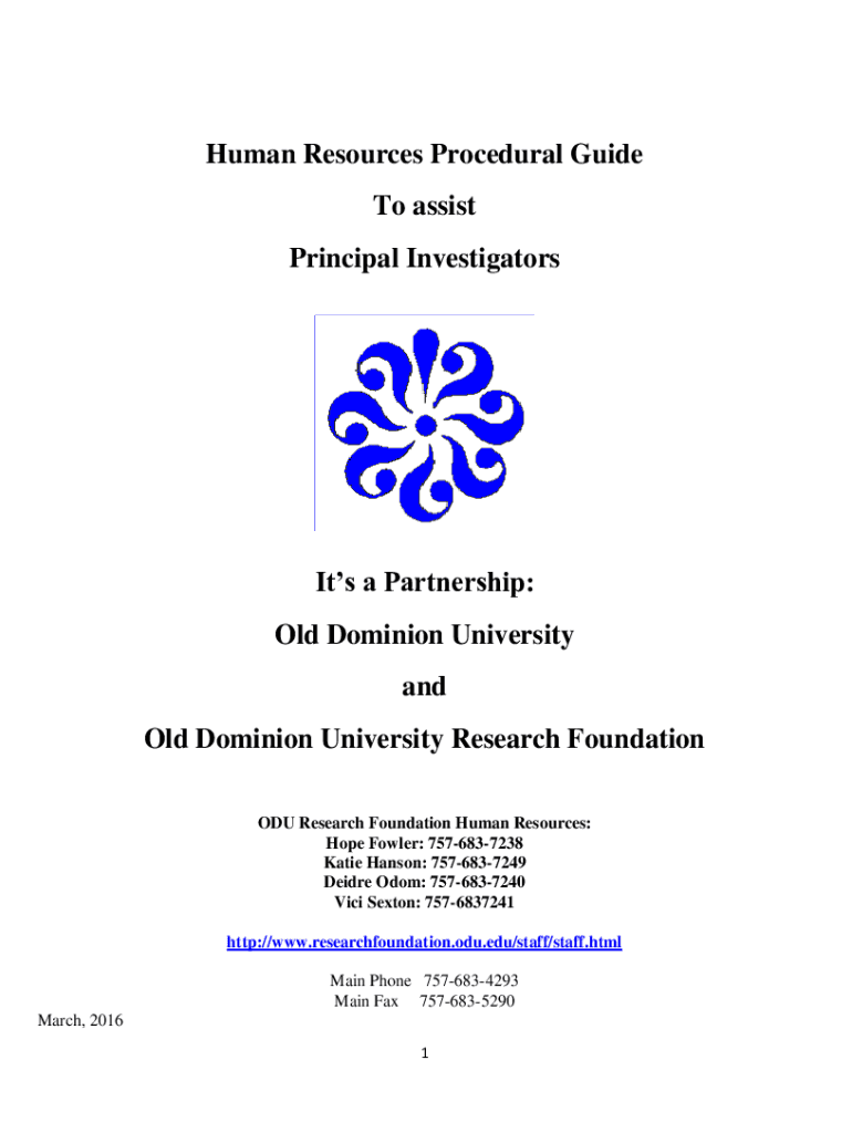 Fillable Online researchfoundation odu Human Resources Procedural Guide