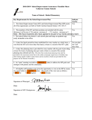 2018-2019- School Improvement Assurances Checklist Sheet ...