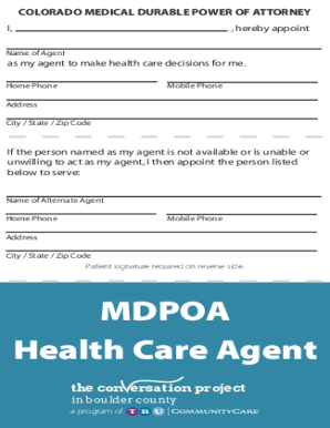 Fillable Online Free Colorado Medical Power of Attorney Form ...