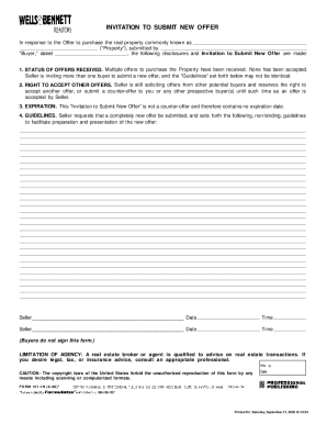 Invitation to Submit New Offer