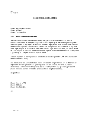 encroachment letter sample Doc Template pdfFiller