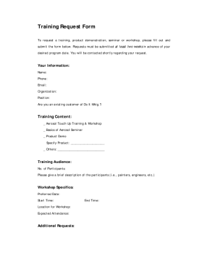 Template: Training Request Form - Training Industry