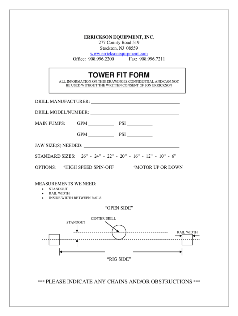 Fillable Online Errickson Equipment, Inc. Construction Information