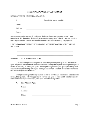 Texas Medical Power of Attorney Form Designation of Health ...