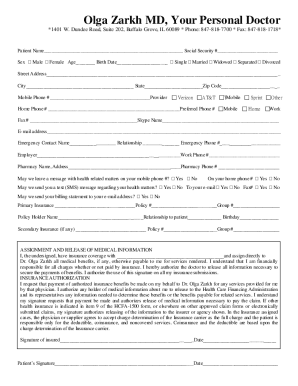 physician visit documentation form