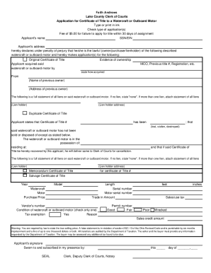 Ohio Watercraft Title Application