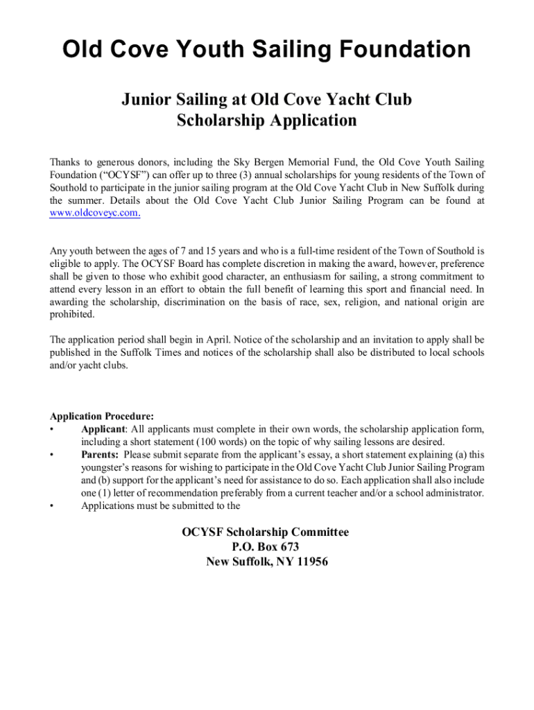 Fillable Online Old Cove Yacht Club HomeFacebook Fax Email Print