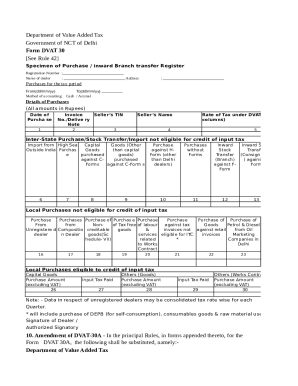 Delhi DVAT 30 Form