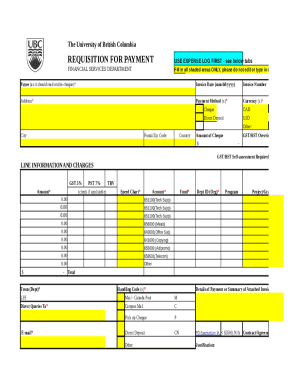 UBC Requisition for Payment