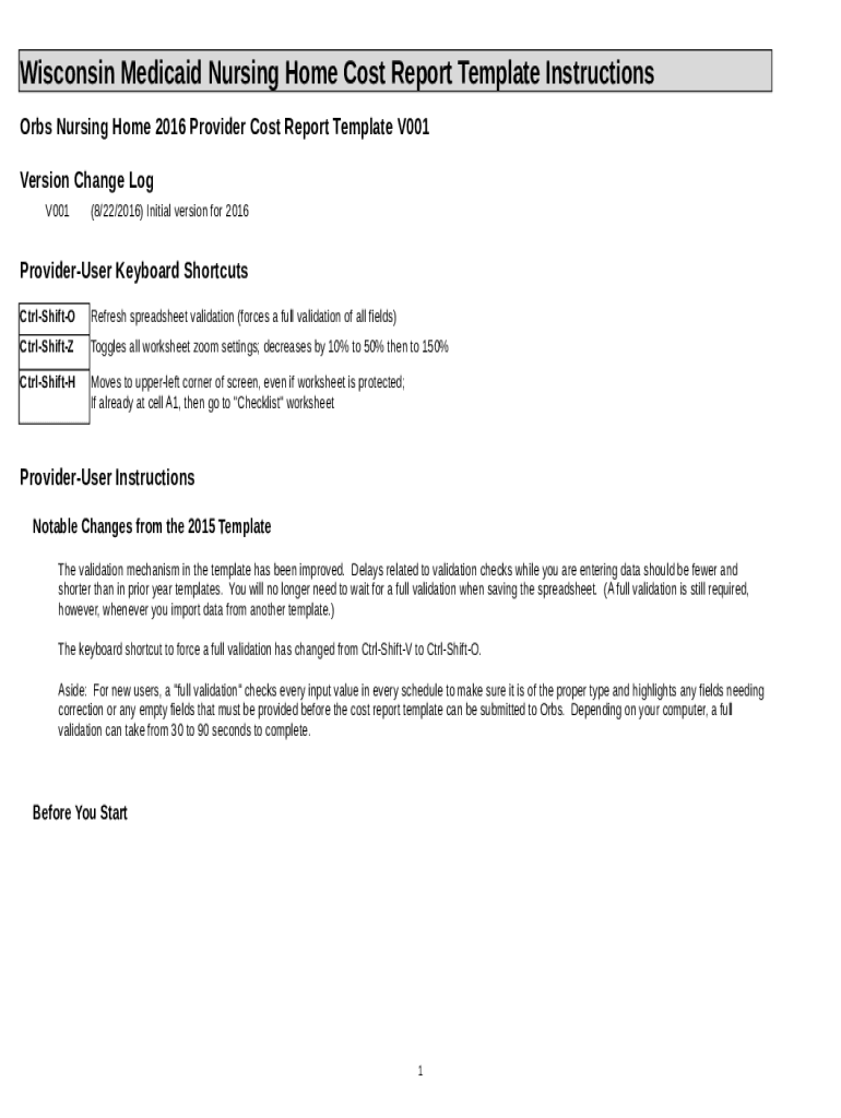Fillable Online WI Medicaid Cost Report Template Fax Email Print