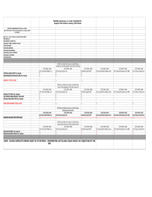 Supplier Fleet Vehicle Leasing #2 Bid Sheet