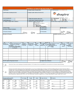Shipper's Letter of Instructions