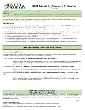 This form is to annually document staff performance