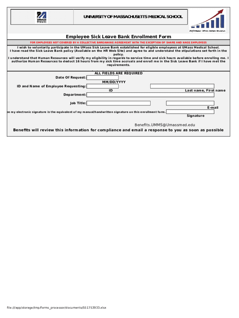 Fillable Online Employee Sick Leave Bank Enrollment Form Fax Email