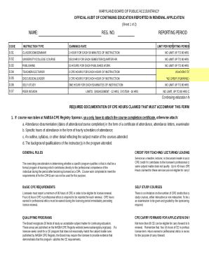 Maryland CPA Continuing Education Audit Form