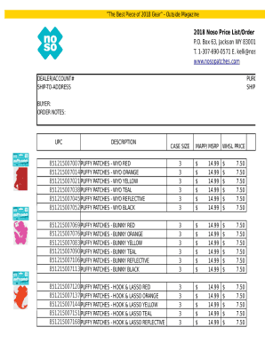 2018 Noso Price List/Order Form
