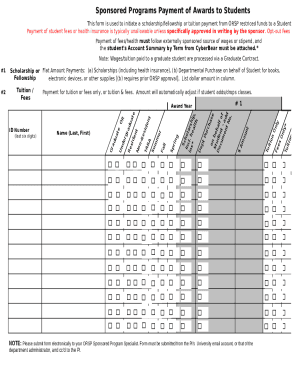 Sponsored Programs Payment of Awards to Students