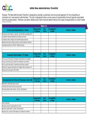 ASOA New Administrator Checklist