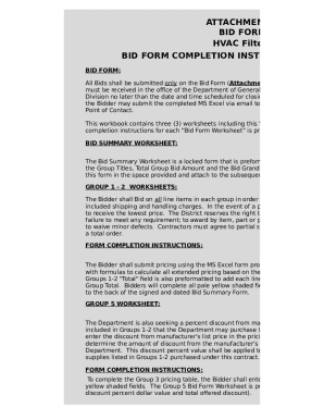BID FORM COMPLETION INSTRUCTIONS TO