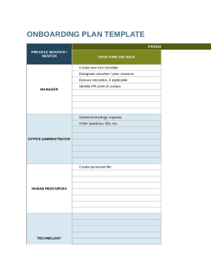 ONBOARDING PLAN TEMPLATE