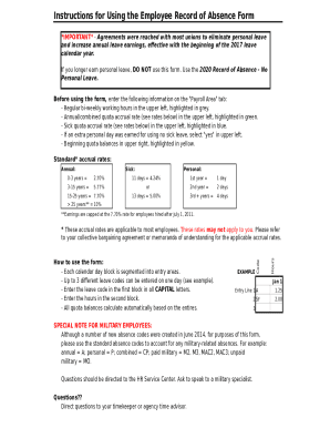 2020 Employee Record of Absence Form