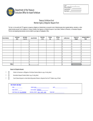 Treasury Forfeiture Fund Obligation Request Form