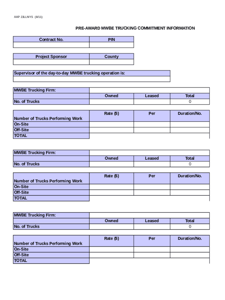 Fillable Online NOTE: A Low Bidder that submits a MWBE Utilization Pre ...