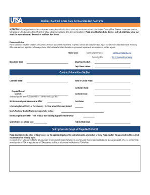 Business Contract Intake Form for Non-Standard Contracts
