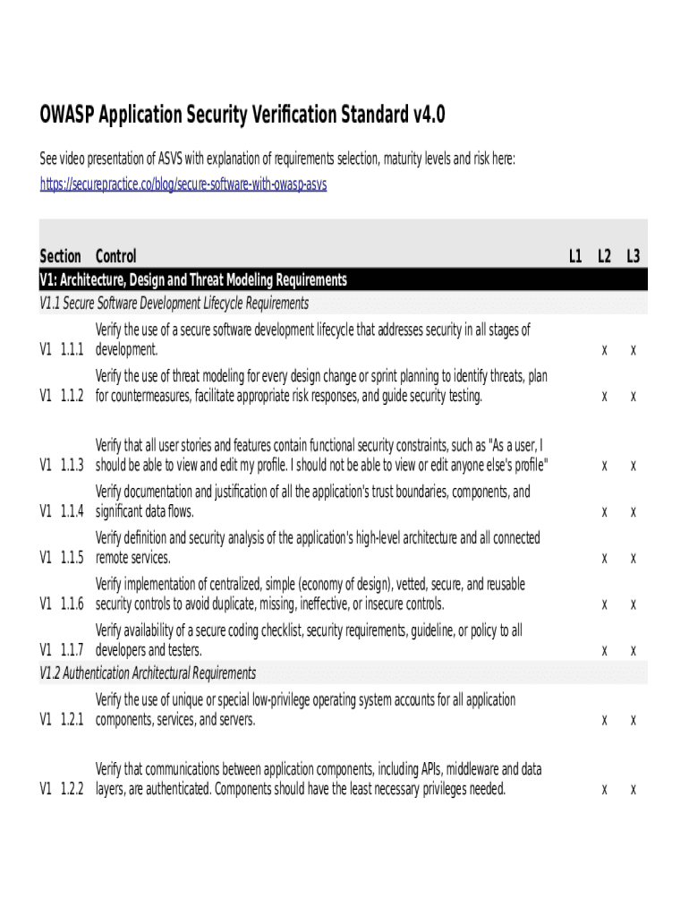 Fillable Online OWASP Application Security Verification Standard v4 Fax ...