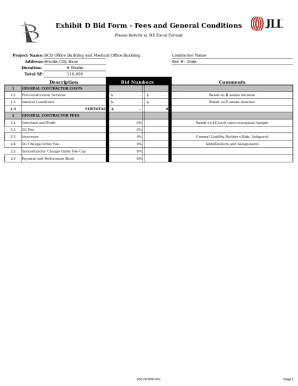 Bid Form - Template (Fees and General Conditions)