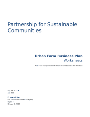 urban farm business plan worksheets