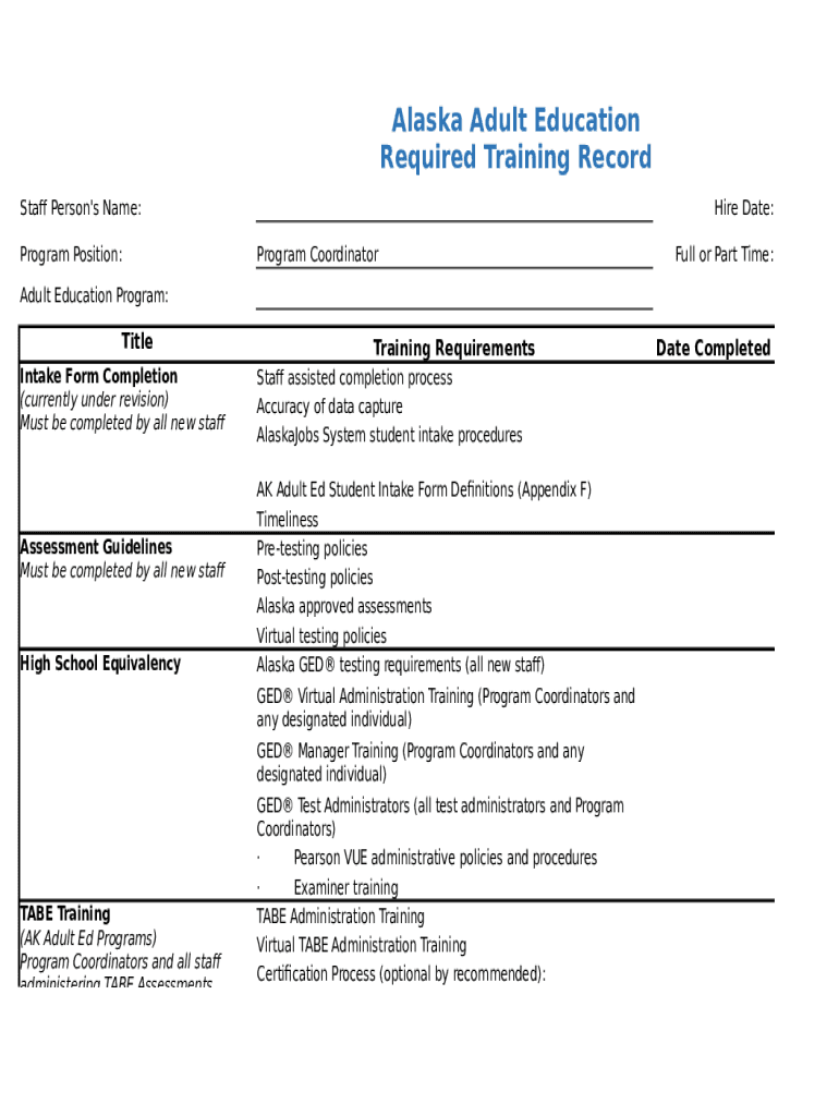Fillable Online jobs alaska Intake Form Completion Fax Email Print pdfFiller