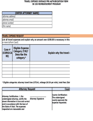 TRAVEL EXPENSE OVERAGE PRE-AUTHORIZATION FORM