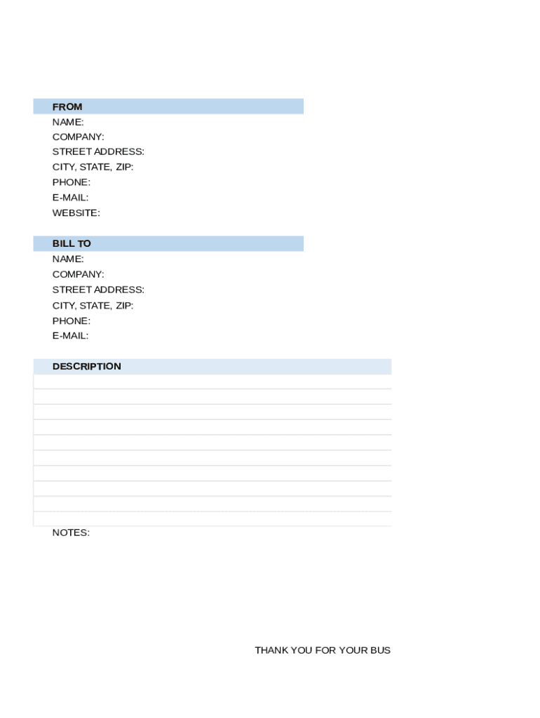 Fillable Online Bill of Sale Invoice Template Fax Email Print - pdfFiller