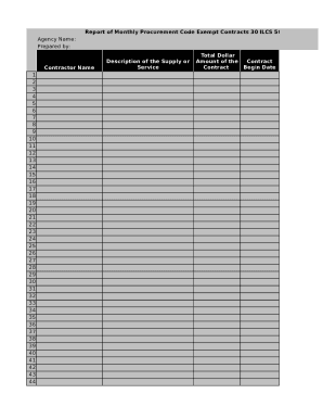 Illinois Procurement Code Exempt Contracts Report