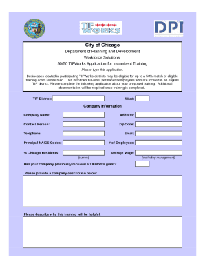 50/50 TIFWorks Application for Incumbent Training